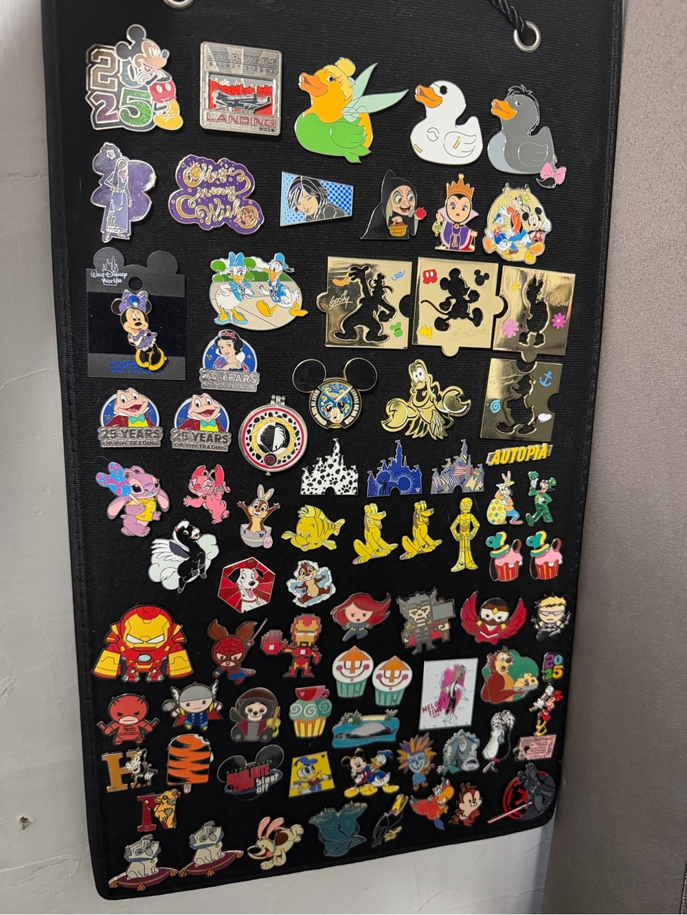 Disney & Mixed Character Enamel Pin Display - Black Backing